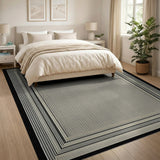 Black Border Dotted Cream Area Rug