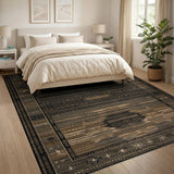 Brown Tan Southwestern Tribal Stripe Rug