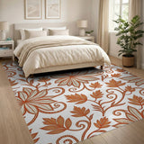 Vintage Terracotta Floral Vine Area Rug