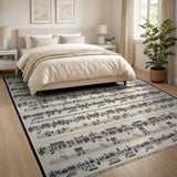 Abstract Area Vintage Sheet Music Area Rug