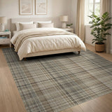 Tan Brown Plaid Woven Area Rug