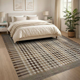 Brown and Tan Geometric Modern Brown Tan Diamond Geometric Area Rug