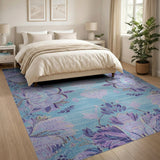 Purple Peony Floral Persian Area Rug