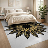 Golden Sunburst Geometric Gold and Silver Area Rug