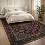 Maroon Persian Medallion Floral Area Rug
