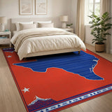 Texas Lone Star Blue Outline Red Southwestern Rug