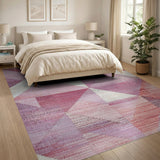 Pink Modern Pink Geometric Triangle Area Rug