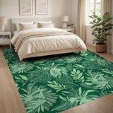 Lush Emerald Green Leafy Floral Area Rug