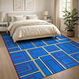 Dynamic Geometric Blue Area Rug