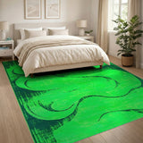 Vibrant Green Swirling Abstract Area Rug