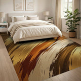 Metallic Gold Brush Stroke Abstract Area Rug