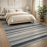 Black White Geometric Striped No. 2 Area Rug