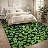 Floral Vintage Green Lush Green Shamrock Clover Area Rug