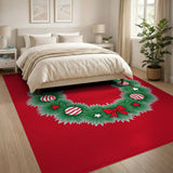 Festive Cartoon Christmas Wreath Area Rug