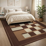 Brown Tan Geometric Block Geometric Modern Area Rug