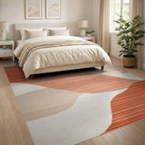 Geometric Modern Wavy Terracotta Abstract Area Rug