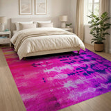 Vibrant Pink Purple Tie-Dye Boho Area Rug