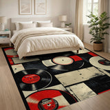 Distressed Vinyl Records Collage Area Rug