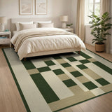 Modern Geometric Green and Beige Area Rug
