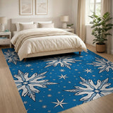 Intricate Snowflake Blue Area Rug