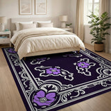Purple Purple Floral Vintage Border Area Rug