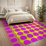 Bold Purple Polka Dots on Sunny Yellow Area Rug