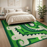 Playful Green Dinosaur Maze Kids Area Rug