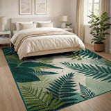 Floral Vintage Green Lush Green Fern Area Rug