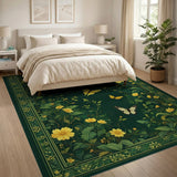 Emerald Green Butterfly Floral Meadow Rug