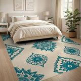 Teal Mandala Persian Area Rug