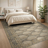 Beige Geometric Tribal Area Rug