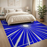 Blue Sunburst Geometric Area Rug
