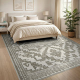 Beige and Neutral Beige Southwestern Geometric Area Rug