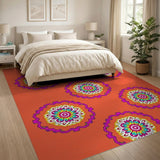 Multi-color and Patterns Vibrant Orange Mandala Boho Area Rug