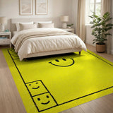 Kids Cartoon Cheerful Yellow Smiley Face Area Rug