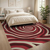 Red Swirling Vortex Abstract Area Rug