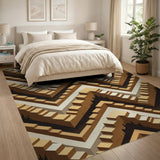 Geometric Tan Cube Staircase Area Rug
