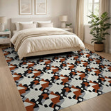 Modern Terracotta Geometric Area Rug