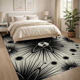 Black White Atomic Starburst Area Rug