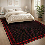 Red Diamond Tribal Area Rug on Black