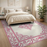 Pink Pink Ornate Medallion Area Rug