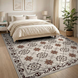 Ornate Beige Persian Star Motif Rug