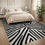 Geometric Modern Black and White Bold Zebra Stripe Black White Area Rug