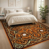 Intricate Orange Traditional Persian Area Rug