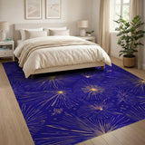 Golden Starburst Navy Blue Area Rug