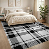 Geometric Modern Bold Black White Plaid Area Rug
