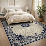 Navy Blue Mandala Sunburst Area Rug