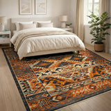 Burnt Orange Geometric Southwestern Rug