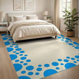 Playful Blue Polka Dot Border Area Rug