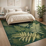Floral Vintage Green Lush Fern Grove Green Area Rug
